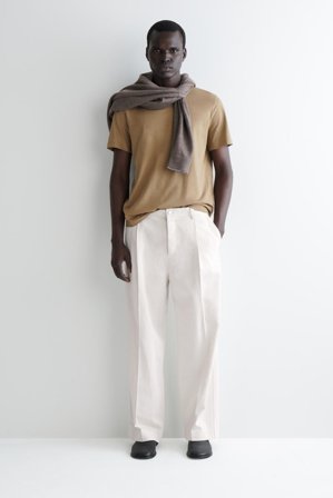 COS Men's Brushed-Cotton T-Shirt in Beige