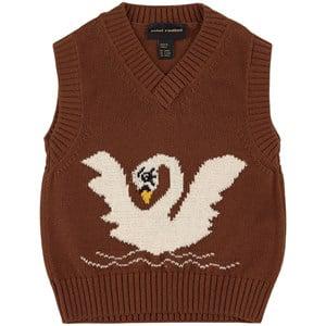 Mini Rodini Brown GOTS Swan Bodywarmer 140/146 cm - Jumpers and knitwear - 140/146 cm - Brown