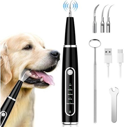 Ultralydstandrenser til hunde, plakfjerner med LED-lys, tandstenfjerner, 5 tilstande til hunde og katte