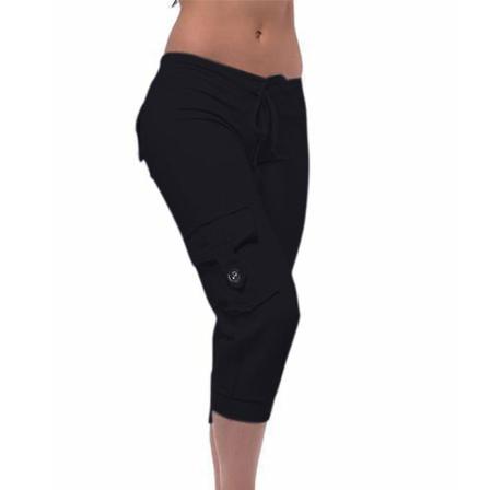 Knä-träningsbyxor Med Dragsko För Kvinnor Black Xs
