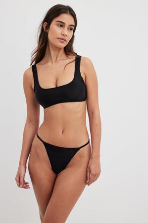 NA-KD Swimwear Culotte de bikini à fines lanières - Bikinis - Noir - Medium