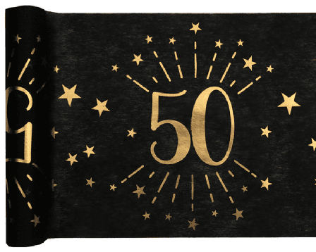Duk (löpare) Svart & Guld 50 år, 30x500 cm - Partyninja.se