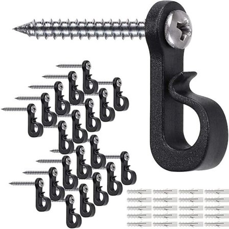 20 stk. Q-ophæng, julelysophængskroge til hjemmet med Phillips-skrue til garage, nytårsfest, udendørs nem frigørelse af ledning og fe-lys