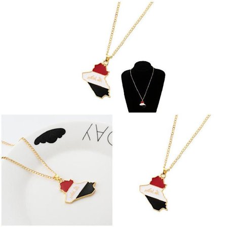 Legering Land Kart Flagg Halskjede Irak Kart Anheng Halskjede For Kvinner Jenter Gutter Smykker Tilbehør