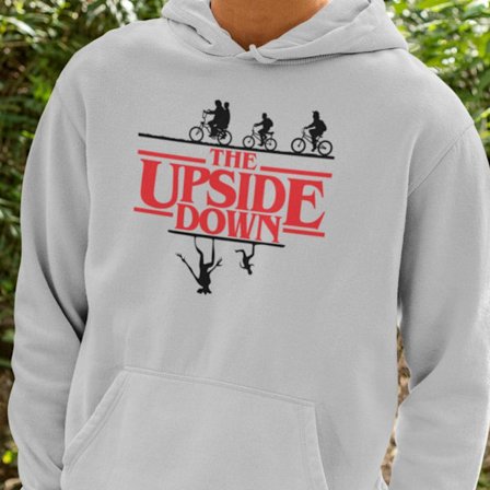 Den på hovedet - grå hættetrøje Stranger things style