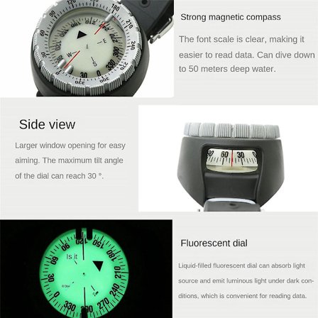 Sukelluskompassi 50m vedenpitävä sukelluskompassi joustava köysi sukeltaja vedenalainen suuntakello Eq