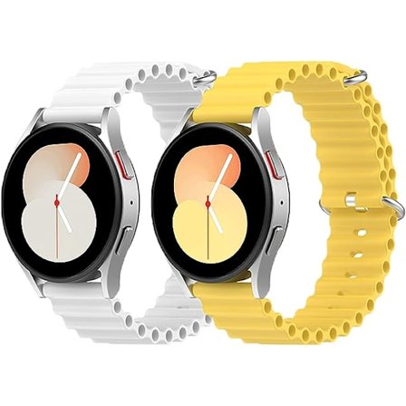 2-pack Ocean Sport Band för Samsung Galaxy Watch Band Mjukt Silikon för Galaxy Watch 5 Pro/Galaxy Watch 4 Classic/Galaxy Watch Active 2/Gear Sport