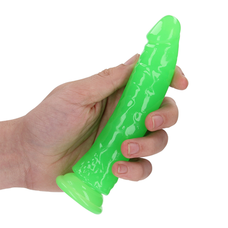 Shots: Slim Realistic Dildo with Suction Cup - Glow in the Dark 15,5 cm - Sexleker Vuxen: Vibrator, dildo & massajestaver