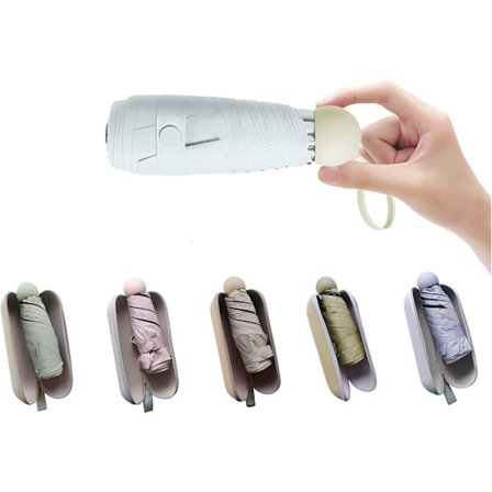 Reise Mini Paraply for Purse Med Veske - Liten Kompakt UV Paraply Beskyttelse Sol - Lett Liten Lommeparaply med Veske for Kvinner, Jenter