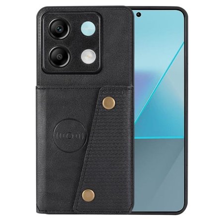 SKALO Xiaomi Redmi Note 13 Pro 5G PU-nahkainen Suojakuori Lompakolla - Musta