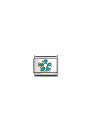 Symbols 18k Gold & Enamel Glitter Light Blue Flower