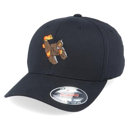 Iconic - Flying Kick Monkey Black Flexfit Flexfit Black Cap - @ Hatstore