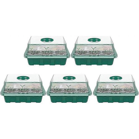 Sæt med 5 såbakker, Mini Drivhus til planter, Dyrkningsbakker med låg, Haveformerer til start og frøvækst