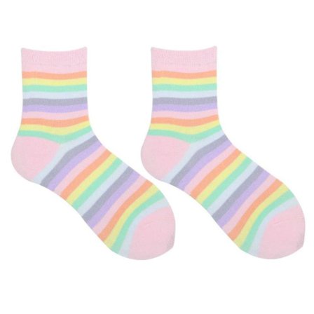 Sports sokker slikfarvede regnbue sokker søde, damer bomuld pink KLB