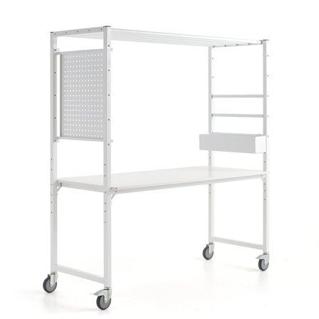 Mobile multi-table TEAMWORK, accessory box, tool panel, white