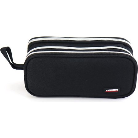 Svart pennfodral för skolan med stor kapacitet, 3 fack