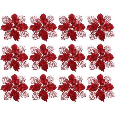 Toyvian 12 stykker juletrepynt glitter julestjerne
