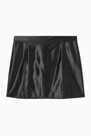 COS Women's High Shine Satin Mini Skirt in Black