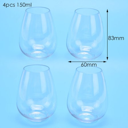 4st/ Set Splittrsäkert Vinglas Okrossbar PET Rödvinstumla