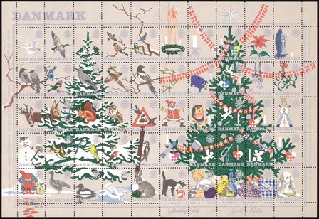 Danmark - Julemærkeark 1961 - Takket - Ufoldet