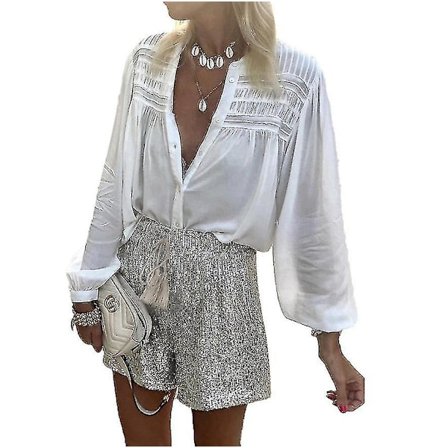 Dame Højtaljede Shorts Casual Paillet Glitter Bukser