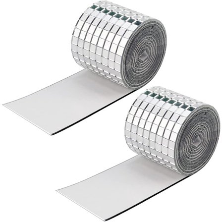 Självhäftande mosaikplattor Mini fyrkantiga glasmosaikplattor Små silvermosaikplattor 5 x 5 mm, rulle med 2