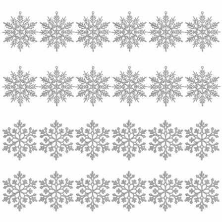 Jule Snøfnugg Anheng 24-pakning Plast Slitesterk Gjenbrukbar Sjarm