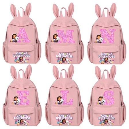 Gabby Dukkehus Skoletaske Piger Elementary Student Stor Kapacitet Rygsæk Sød tegneserie Gabbycat Print Pink Kanin Bogtaske Gave