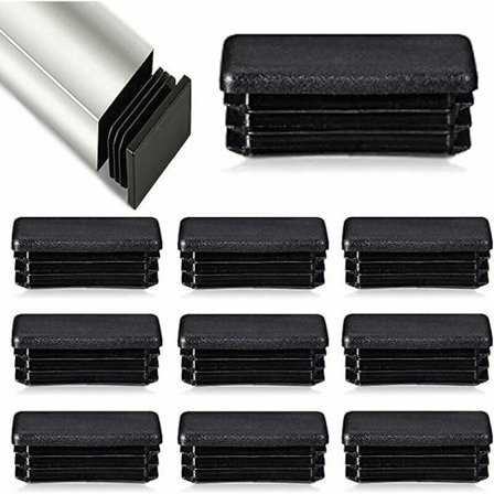 12 kpl 80 x 40 mm suorakulmaisia putken tulppia metallihuonekalujen suojuksia rottinkituoleille, musta