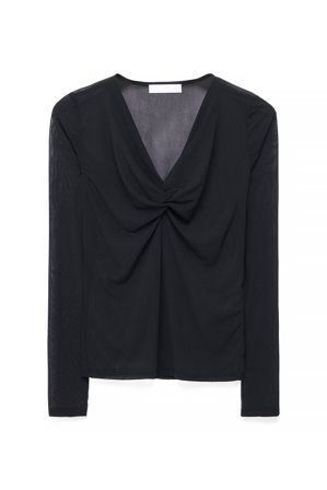 NA-KD Mesh-Top mit Twist-Detail - Rüschenoberteile - Schwarz - L