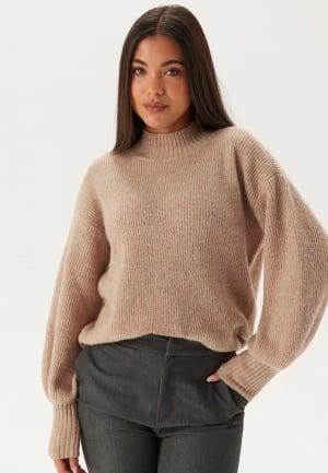 BUBBLEROOM Turtleneck Knitted Sweater Light beige XS Light beige Gensere Dam