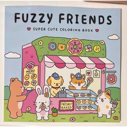 En fet och enkel målarbok för vuxna och tonåringar med växter, blommor och söta djur