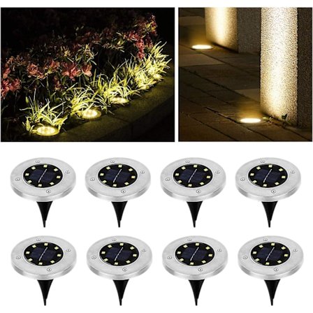 Solcellelamper til have Solcellelampe Udendørslampe Varm hvid med 8 LED'er Udendørs LED-lampe IP65 8 stk. i solcellelampen til udendørs