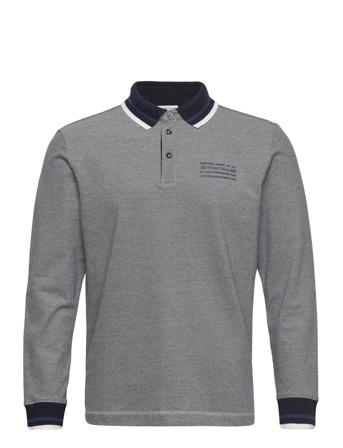 Longsleeve Poloshirt Polos Long-sleeved Grå Tom Tailor