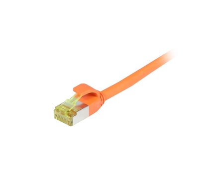SYNERGY Patchkabel RJ45, CAT6A 500Mhz, 0,5m, orange, S/FTP, slimline rund d=4,5mm, TPE/LSZH(Superflex), AWG28, mit CAT7 Rohkabel, Synergy 21