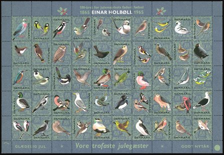 Danmark - Julemærkeark 1965 - Takket - Ufoldet
