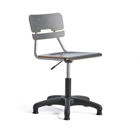 Stol LEGERE, højdejusterbar, stort sæde, med glidefødder, 400-520 mm, antracitgrå