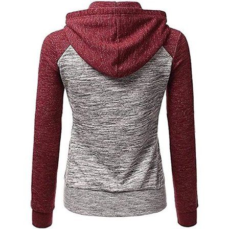 Hoodies för kvinnor Färgblock Huvtröja Basic Dragkedja Jersey Jacka Långärmad Topp Med Ficka Plus Storlek
