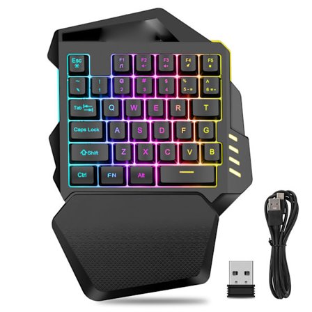 Enhånds Gaming Tastatur 2.4G Trådløs RGB Belysning ABS 35 Taster Gaming Tastatur for Datamaskin