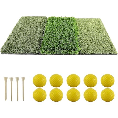 3-in-1 Golf-lyöntimatto Golf-nurmimatto harjoituspalloilla ja puutiillä sisä- ja ulkotreeneihin