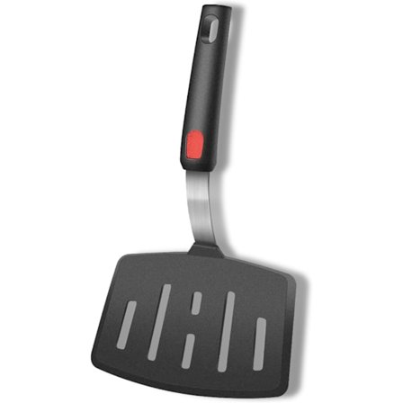 KZQ-Flexibel köksspatel bred pannkaksfisk slitsspatel för non-stick kokkärl stekpannor omelett äggspatel 315°C värmebeständig Bred Grå-svart