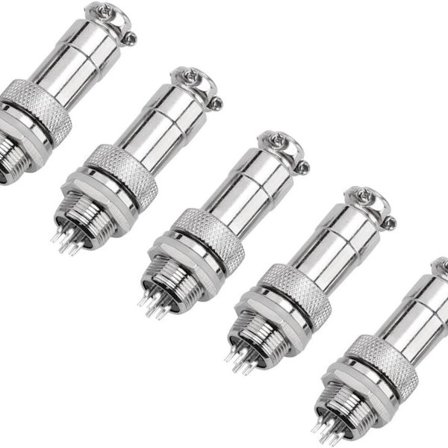 5 stk GX12 Luftfartskontakt Hann-Hunn Panel Metall Luftfart KLB