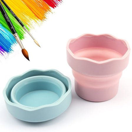 2-delt foldbar akvarel vandkop, penselkop, malerkop, vandtank, pensel, silikone vaskespand, penselholder