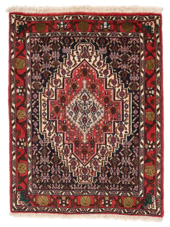 Persischer Senneh Teppich 76X100 Schwarz/Dunkelrot (Wolle, Persien/Iran)