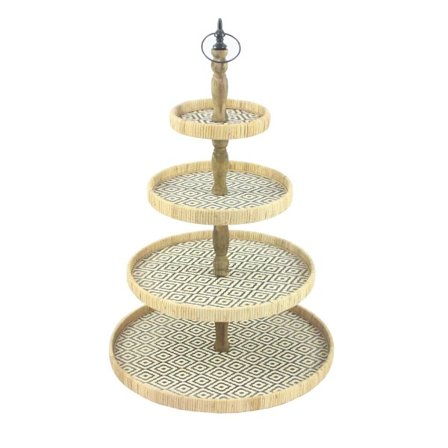 4-lags stativ i rottingkrydsfiner, 50x50x76cm, natur/sort