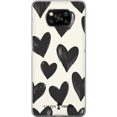 Kompatibel Mobilcover til Xiaomi Xiaomi Poco X3 NFC Cactus and Friends - Bold Black Love Pattern