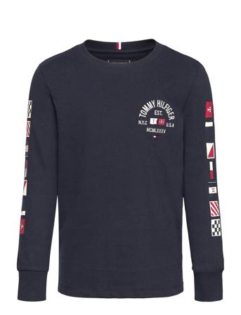 Flags Embroidered Reg Tee Ls Tops T-shirts Long-sleeved T-shirts Navy Tommy Hilfiger