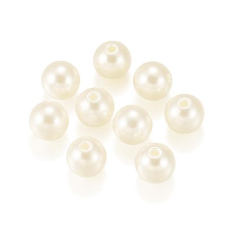 Mode Beige Plastik Løse Runde Perler Med Huller DIY Hvid Imitation Perle