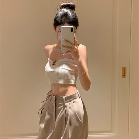 Hul bryst sexet strikslynge HVID