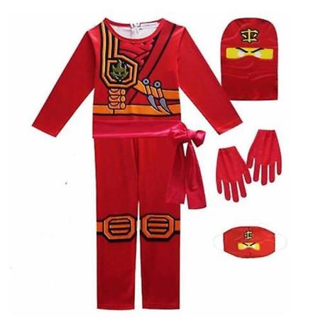 Børn Anime Phantom Cosplay Kostume Hættetøj Ninja Super Blue Red 130cm